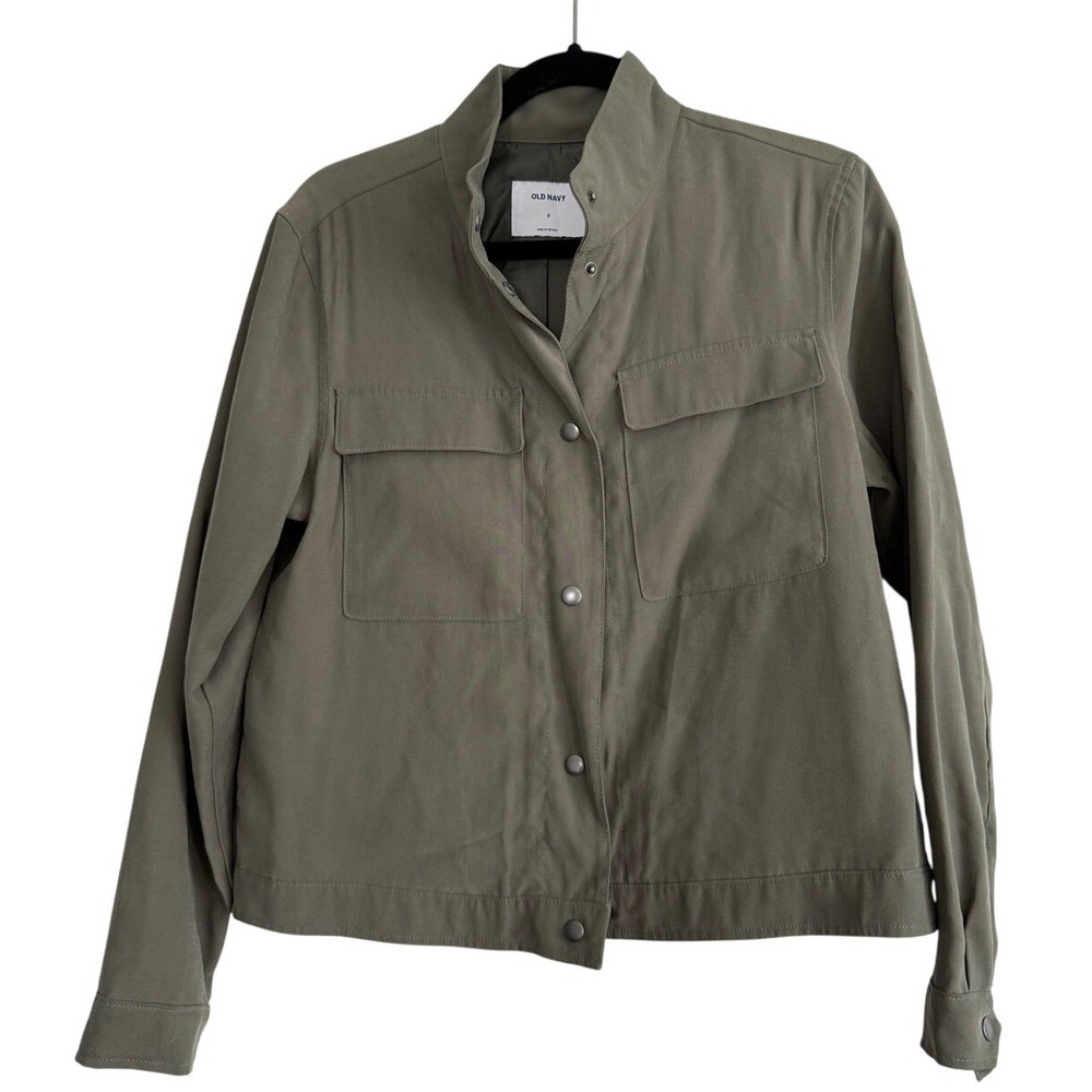 Old Navy Cropped Olive Green Utility Field Jacket Women's Small EUC